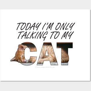 Today I'm only talking to my cat - ginger cat oil painting word art Posters and Art